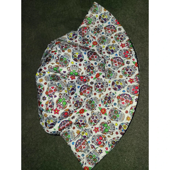 Women's Bucket Hat Skull Print Halloween Reversible Fisherman Cap  (AH) - Picture 4 of 4